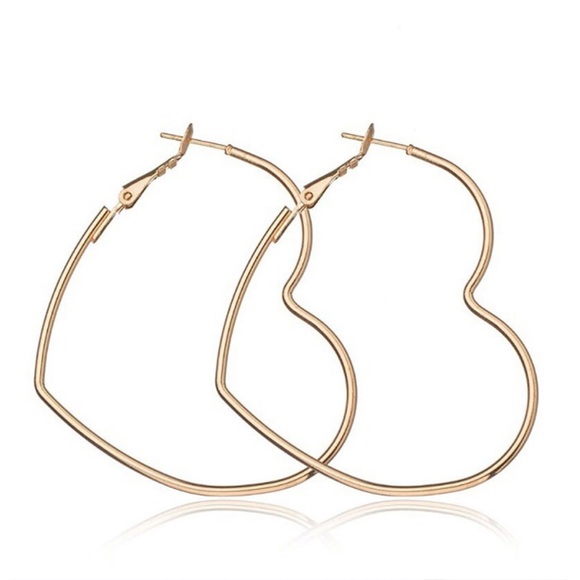 New Heart Shape Hoop Earrings Gold/Silver - Picture 2 of 6